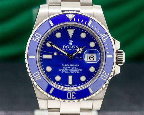 rolex submariner blue dial white gold review|rolex submariner 18k white gold.